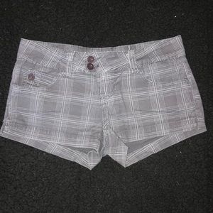 Grey Plaid Print Shorts